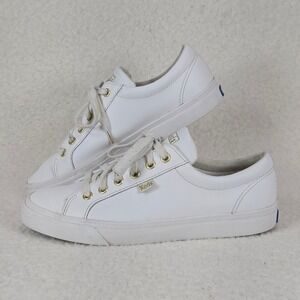 Keds Jump Kick Leather Sneakers Women's 8.5 White Gold WH63681 Casual Shoes